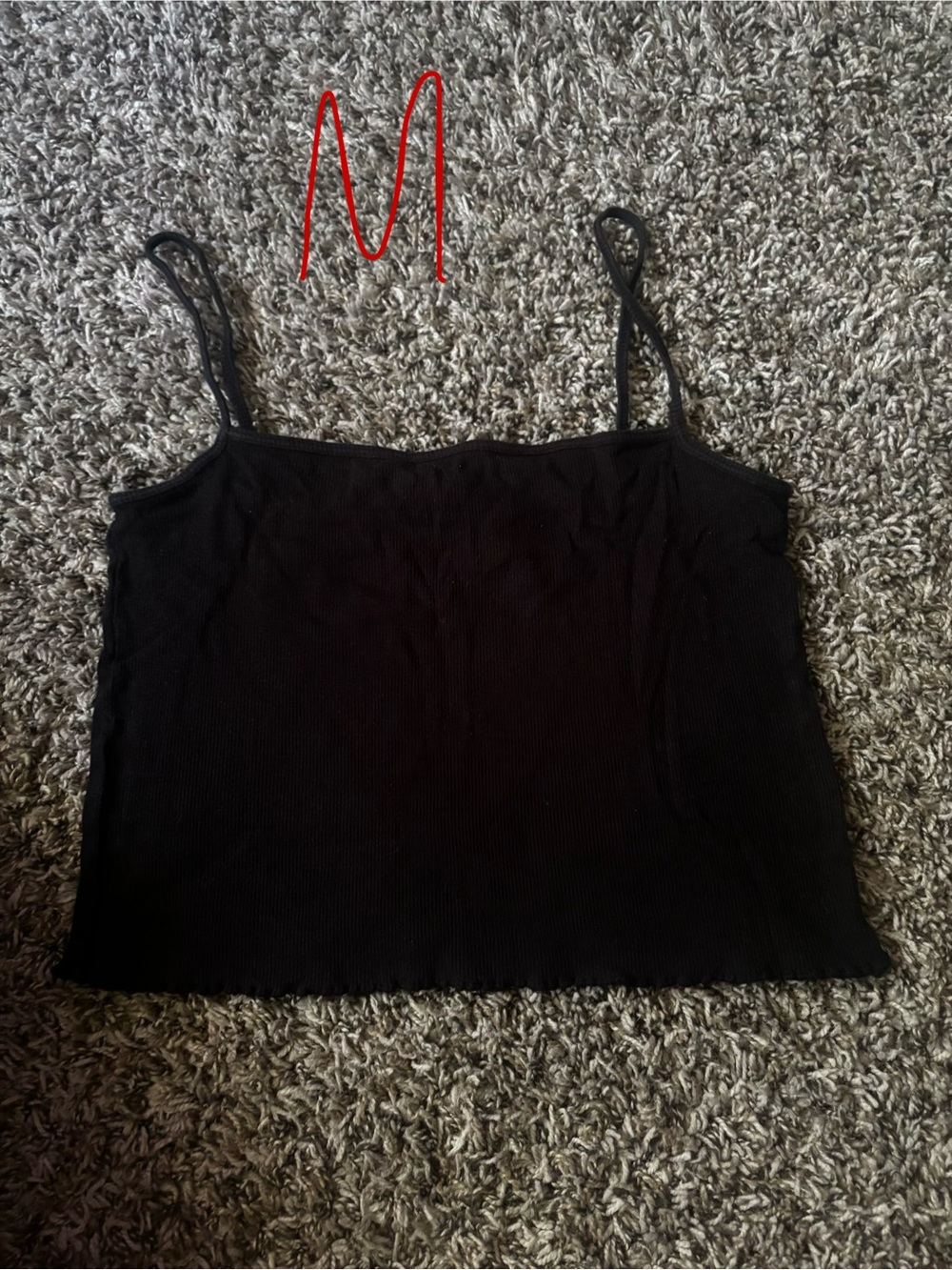 SHEIN Black Ribbed Spaghetti Strap Crop Tank